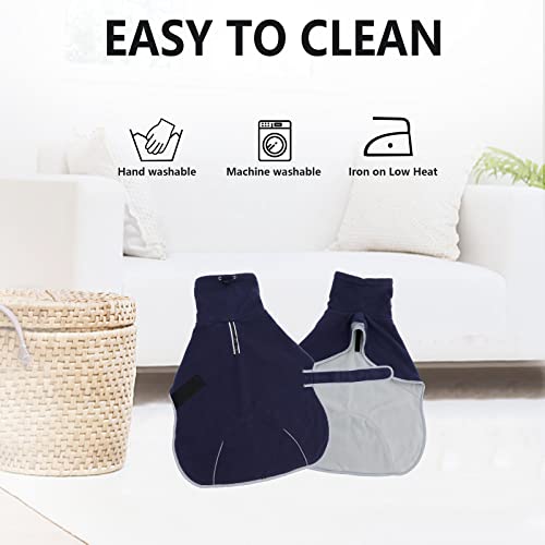 MOREZI Dackeljacke, Kaschmirfutter, Welpenwinterjacke mit Reflexbesatz und hohem Kragen, Hundeschneejacke mit verstellbarem Klettverschluss-Navy blau-M