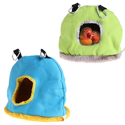 Image of Warm Bird Plush Bird Cage Sleeping Hut M Size Canvas and Plush Hanging Bird Hammock with Double Hooks Cozy Hideout Easy Clean for Parakeet Cockatiel Conure