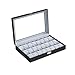 Price comparison product image SONGMICS Watch Box, Lockable Watch Case, Watch Storage Box with 24 Slots, Glass Lid, Gift for Loved Ones, Black Synthetic Leather, Grey Lining JWB024