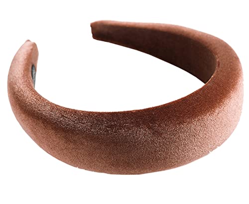 scicent Women's Wide Plain Headbands Fashion Turban Brown Headband Elastic Hair Band Hair Accessories for Ladies Girls 7805