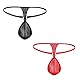 String Tanga Sexy Herren G-String mit O-ring Mini Slips Mesh Thong Erotisch Dessous Ouvert Höschen T-Back Mankini Männer Erotik Unterwäsche Offener Schritt Unterhose Abend Reizwäsche (Schwarz+Rot)
