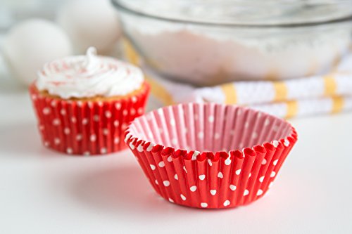 Fox Run Polka Disposable Bake Cups, 3.25 X 3.25 X 1.25 Inches, Red #TOP3
