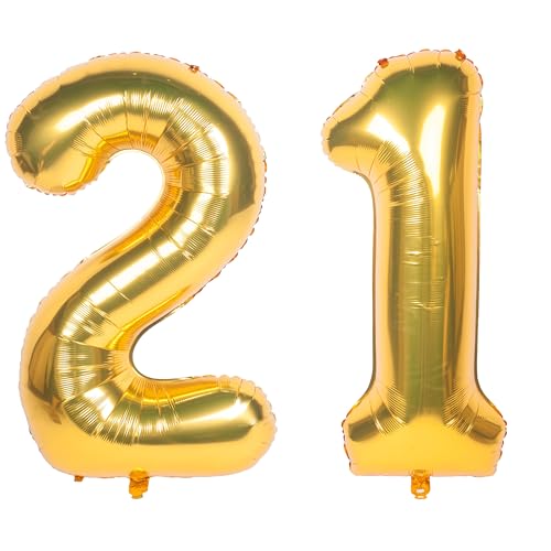 Image of 40 Inch gold Number Balloons 21 Helium Foil Mylar Balloon | Birthday Party banquet Decoration 21
