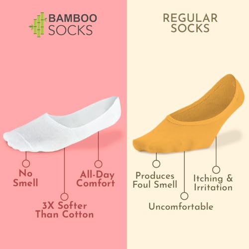 Image of HEELIUM Bamboo No Show Socks for Women | Odour Free & Breathable | 3X Softer than Cotton Socks | Low Cut Socks | Size (UK 3-7)