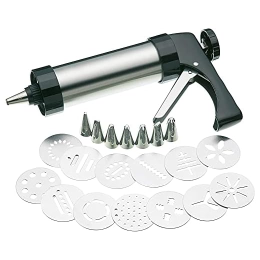 Stainless Steel Cookie Press Gun Kit - with 13 Metal Cookie Press Discs and 7 Icing Tips for Biscuit, Cake Decoration(Stainless Steel)