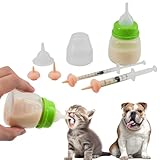 YeulYuuri Pet Feeding Bottle and Syringe Set for Puppies and Kittens(1 Bottles,2 Syringes,6 Nipples) Green