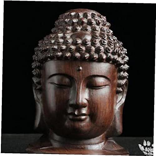 TOSSPER Buda Estatua Religiosa de Madera, Estatua de Buda de Cabeza, Moderno, Marrón, Sobremesa, Hogar
