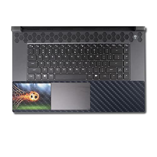 Image of MightySkins Carbon Fiber Skin Compatible with Alienware M17 R5 (2022) Full Wrap Kit - Flaming Soccer Ball | Protective, Durable Textured Carbon Fiber Finish | Easy to Apply | Made in The USA