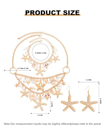 Juego de joyas de sirena ajustables con collar de conchas para mujer 7