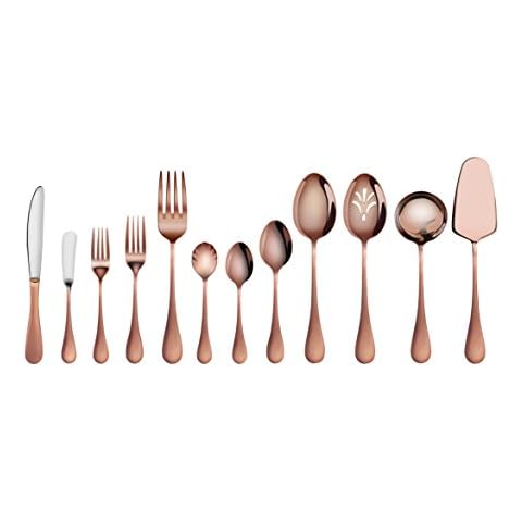 Artaste 56884 Rain 18/10 Stainless Steel 47-Piece Flatware Set, Antique Copper Finished, Service for 8 Cover