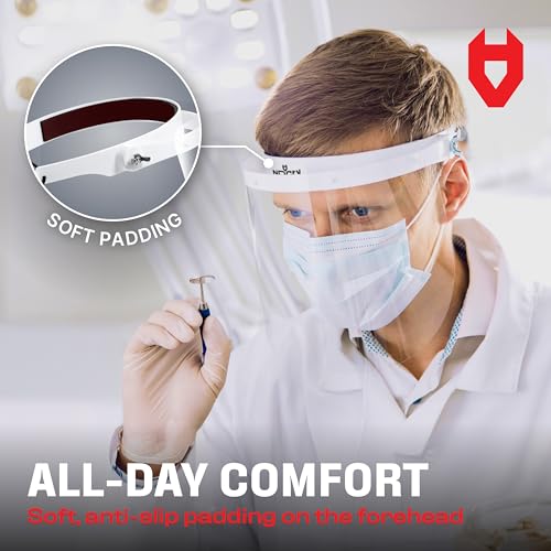 NoCry Protective Face Shield Mask with Adjustable Headband and 2 Reusable Plastic Visors — Flip-Up Design with Durable Metal Hinges — Anti-Slip Forehead Padding — Fits Over Glasses by NoCry - Image 3