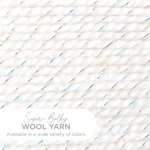 Image of Lion Brand Yarn, Wool-Ease Thick & Quick Yarn, Celebration, White, 3 Pack | Super Bulky Wool Acrylic Blend Fiber for Soft Hats, Sweaters, Chunky Blankets, Yarn for Crochet, Knitting, Crafts, Weaving