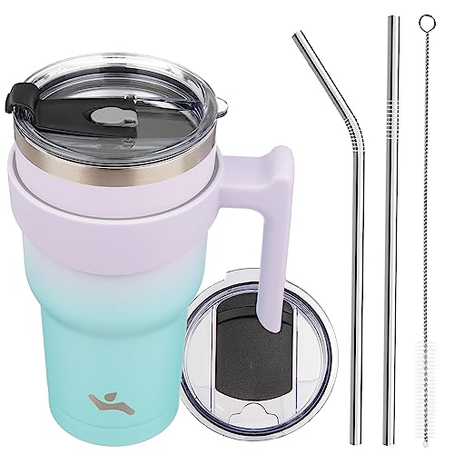 Image of Konokyo 30 oz Tumbler with Handle and Straw, Insulated Travel Mug