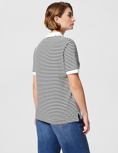 Tommy Hilfiger Damen Poloshirt Kurzarm Regular Fit, Mehrfarbig (Mini Stp Desert Sky/ White), M – Ansicht 3
