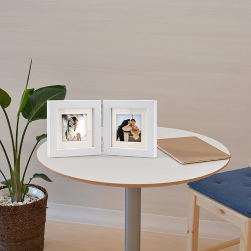 Image of Hinged Double 4x4 Picture Frame, Tempered Glass,Home&Office Decor.