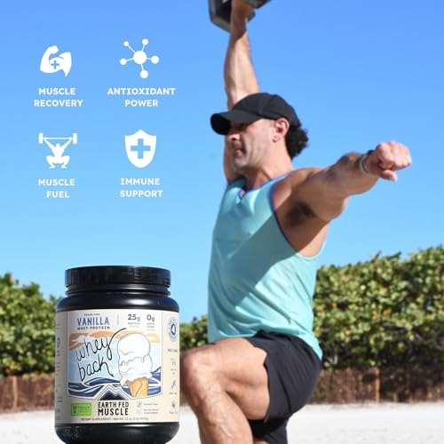 Image of Earth Fed Muscle Whey Back Irish Grass Fed Whey Protein Isolate, Third-Party Certified. 25g Protein, Vanilla - Non-GMO, Hormone Free, Soy Free, Gluten Free - 2 LB, 29 Servings
