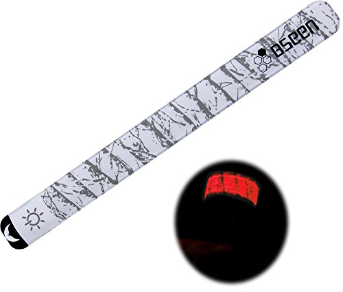 BSEEN LED Armband, 2ed Generation LED Slap Bracelets, Patented Heat Sealed Glow in The Dark Water/Sweat Resistant Glowing Sports Wristbands for Running, Cycling, Hiking, Jogging (White-Design II)