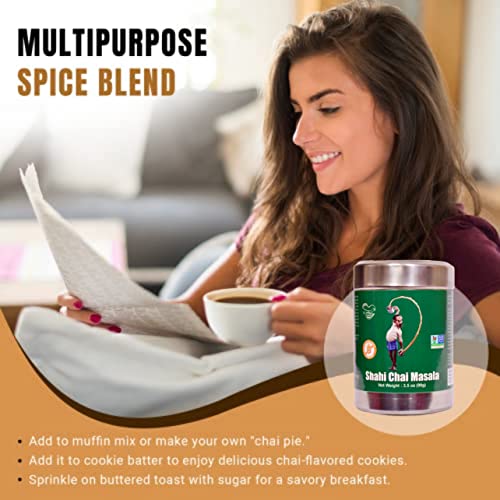 Shahi Chai Masala Blend (3.5 Oz) All Natural And Unsweetened Tea Mix With Saffron, Cinnamon, Tulsi, Cardamom, Cloves & Black Pepper, Indian All Spice Powder For Milk Tea, Latte, Cookies, Non-Gmo Chai Masala (Pack Of 1) #TOP5
