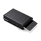 Conceal Plus Card Blocr RFID Blocking Wallet - Men's Slim Wallet with Push Button Pop Up Credit Card Holder - Ideal Wallet for Men (Black PU Carbon Fiber)