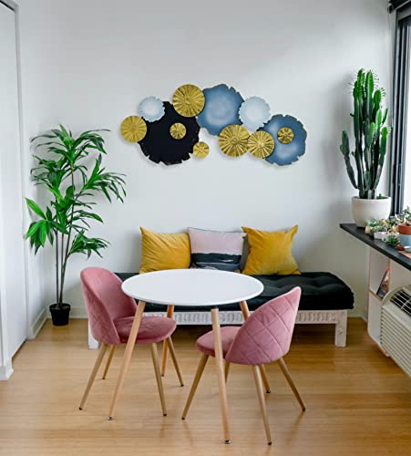 Ivane Metal Wall Art Coastal Decor In Room Centerpiece For Home And Hotel, Hanging Sculpture Decorations In Aesthetic For Entryway, Living Room, Bedroom, Blue, Black And Luxury Gold #TOP2