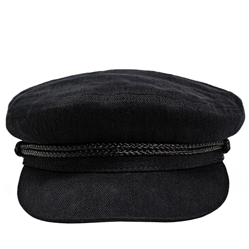 WEROR Elbsegler Herren Damen – Schirmmütze Schildmütze Kappe – Kapitänsmütze Segelmütze - Fisherman Mütze - WEROR-454.1 (56-57, Schwarz)