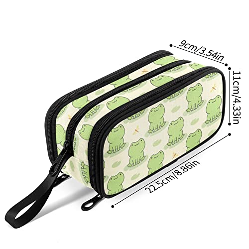 Image of Fustylead Cute Frog Big Capacity Pencil Pen Case, Multi-Purpose Makeup Bag Organizer Storage Pouch for Office College School Hiking Travel
