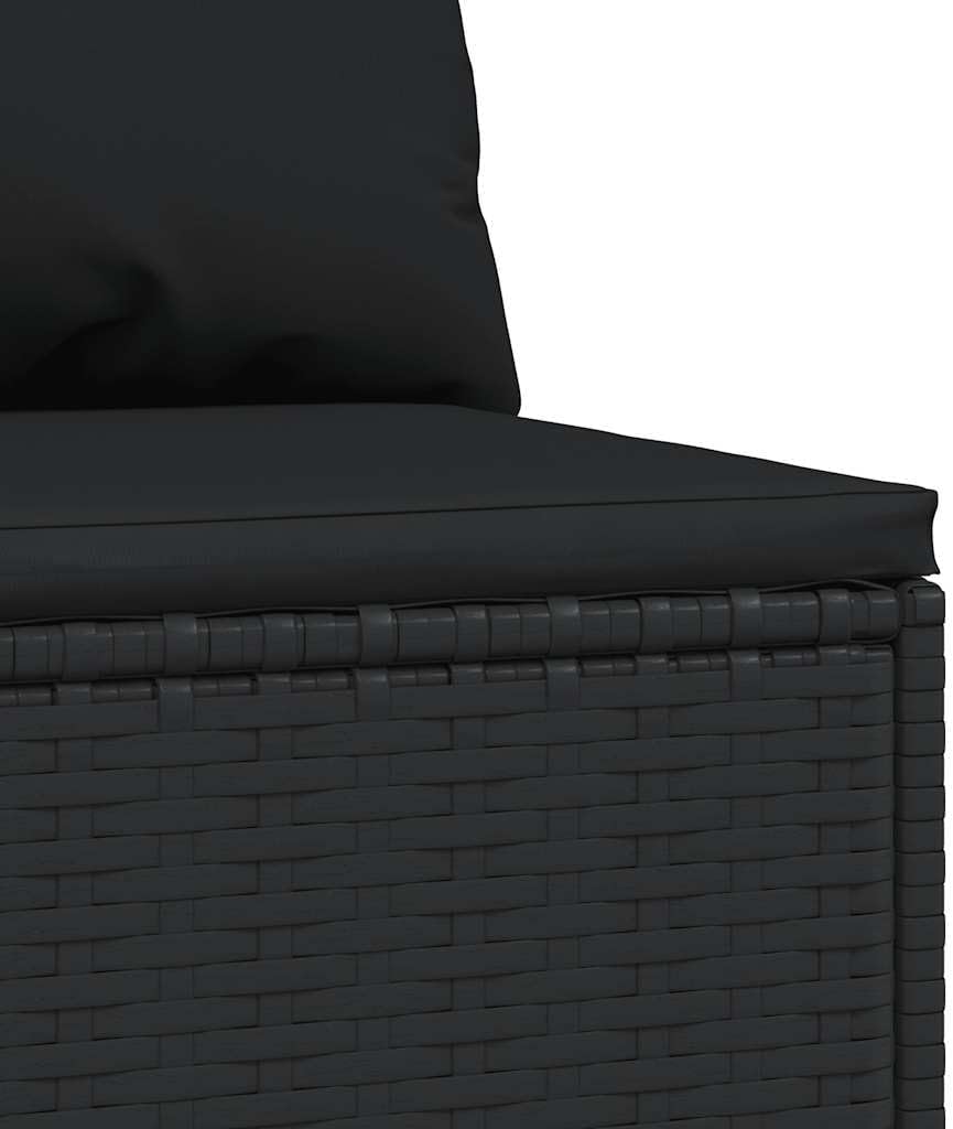 Patio Sofa Black with White Cushions, Outdoor Sofa Modular Design, PE Rattan with Removable Cushions for Balcony and Garden, Powder Coated Steel Frame