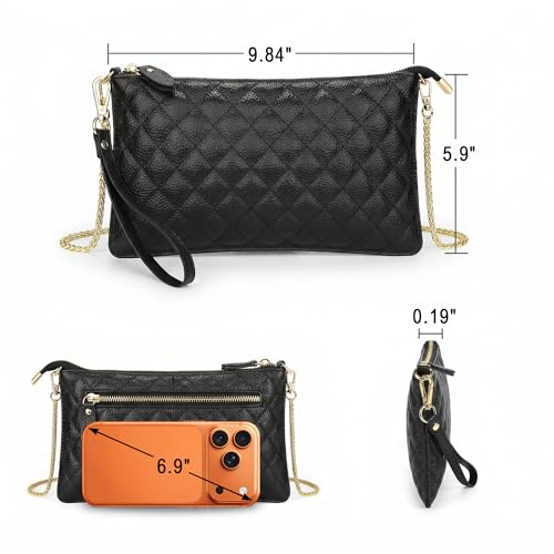 Image of YALUXE Genuine Leather Wristlet Handbags Purses Cell Phone Pocket Clutch Wallet Crossbody Bags for Women