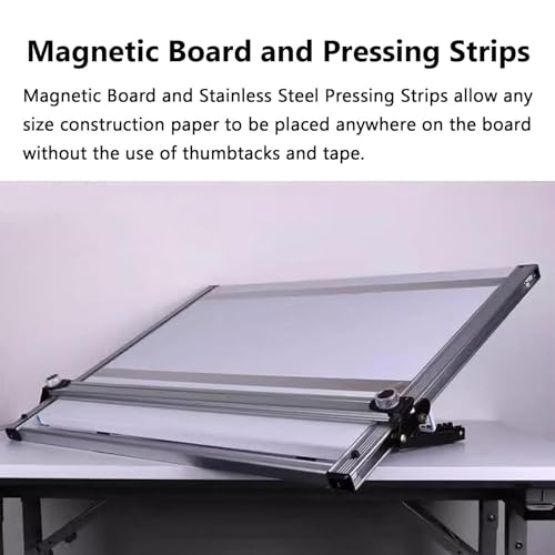 Tablero de dibujo portátil, ajustable arquitectónico con movimiento paralelo recto con inclinación de 6 niveles para bocetos, dibujos, pintura, espacio de trabajo de escritorio