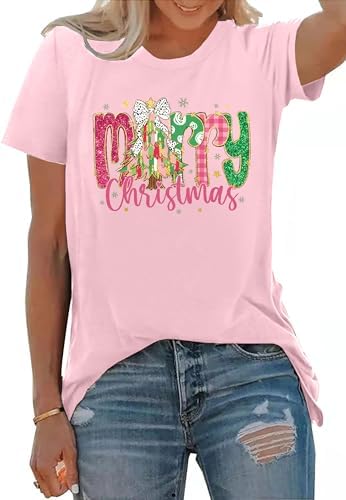 PECHAR Christmas Shirts for Women Merry Christmas Tshirts Christm...