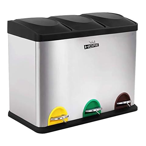 Cubo de Reciclaje WELL HOME MOBILIARIO & DECORACIÓN, Cromado, 45L Cover