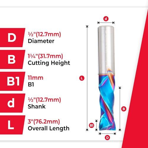 Image of Amana Tool Spektra Extreme Tool Life Solid Carbide CNC Compression Spiral Router Bit, 46188-K-5 5-Pack, 1 /2 D x 1-1 /4 CH x 1 /2 Shk x 3 Inch L 2 Flute