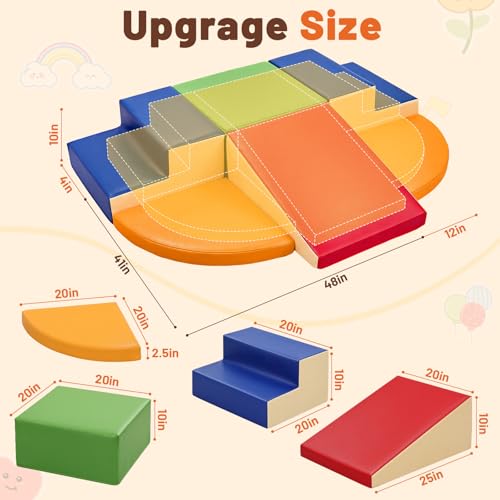 Image of TODIBY 6-Piece Soft PU Leather Toddlers Climbing Toys (XL Size), Baby Foam Climbing Blocks, Extra Large Foam Play Gym Climber Structures for Toddler 3, Indoor Climb and Crawl Activity Play Set