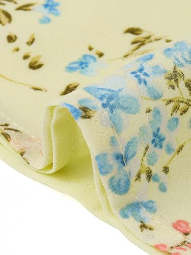 Image of Allegra K Fall Casual Floral Dress for Women 2025 Long Sleeve Crew Neck Chiffon Midi Tea Party Ruffle Dresses