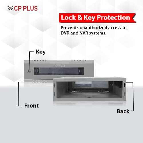 Image of CP Plus 3U CCTV /DVR /NVR Rack /Cabinet Box /Network Rack /Server Rack (450W x 350D mm) with Acrylic Door, Lock & Key, Fixed Tray & PDU-CRCA Steel Network Rack [CP-HA-RK4535VW-3U-TP]