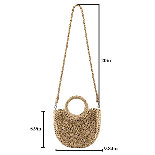 CHIC DIARY Small Summer Beach Straw Bag for Women Crossbody Top Handle Shoulder Handbag Mini Handwoven Rattan Clutch Purse3