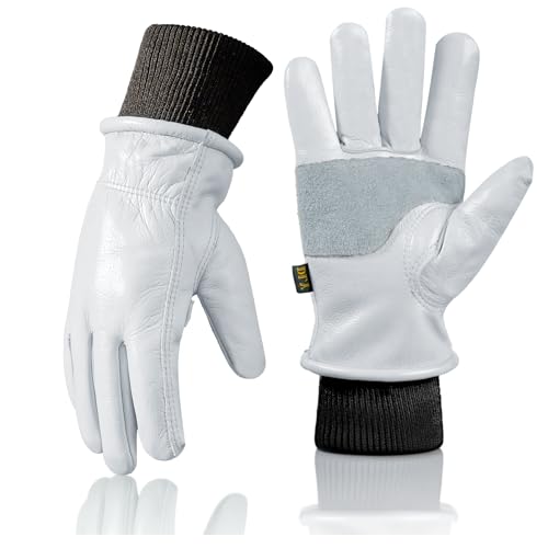 DLY Women's Water-Resistant Insulated Cowhide Winter Gloves