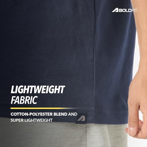 Image of Boldfit Tshirt for Man, Crew Neck Regular Fit Mens Tshirt, Half Sleeves Plain Soft Cotton Blend T Shirt, Breathable Everyday Comfort, Timeless Style & Fade-Resistant Fabric Ideal for All Body Types