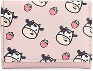 Ragazze Carina Mucca Stampa Tri-Folded Portafoglio Piccolo Portafoglio Contanti Tasca Porta Carta ID Finestra Borsa per le Donne, Stile 3, Casual