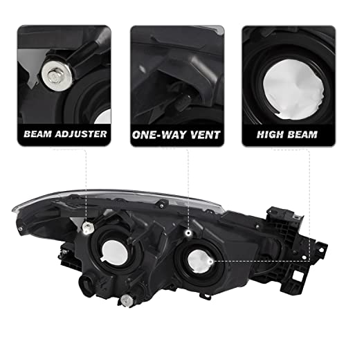 Sockir Projector Headlight Assembly Compatible With 2014-2016 Mazda 3 Oe Style Headlamp Replacement Passenger And Driver Side #TOP2