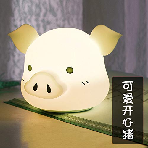 Preisvergleich Produktbild WEHOLY Nachtlicht Home Study Cartoon Schweinekopf Silikon Nachtlicht Niedlich mit Nachttischlampe LED getätschelt Dekompressionsatmosphäre Lampe Niedlich Happy Pig