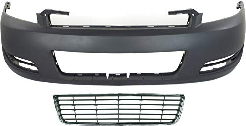 Garage-Pro Bumper Cover Kit Compatible with 2006-2011 Chevrolet Impala Primed with Bumper Grille, For LS Model Front