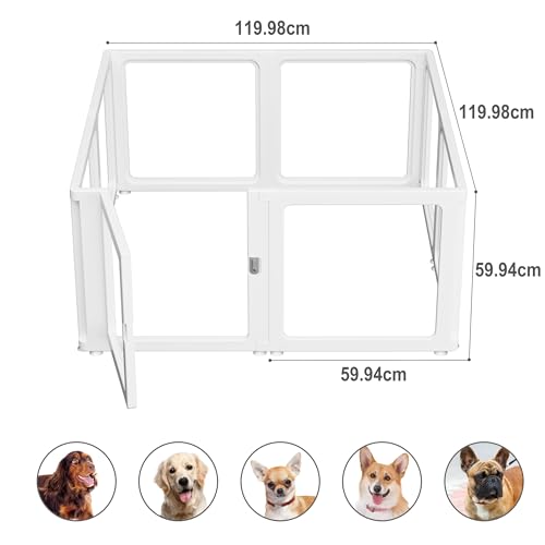 Citylife 8-TLG Welpenauslauf 60cm hoch, Hundelaufstall faltbar mit Tür, Hundegehege Wohnung, XXL Laufgitter für Hunde, Katzen, Kaninchen, Kleintiere, rutschfest, Transparent,120LX120WX60HCM