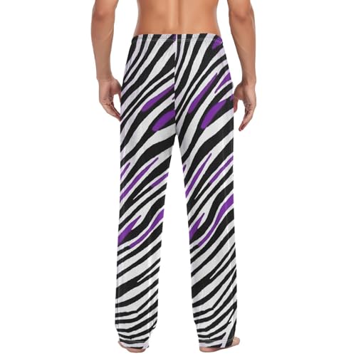 Mens Pajama Pants, Purple Zebra Stripe Sleep Pjs Bottom for Men, Lounge Pant with Pockets2