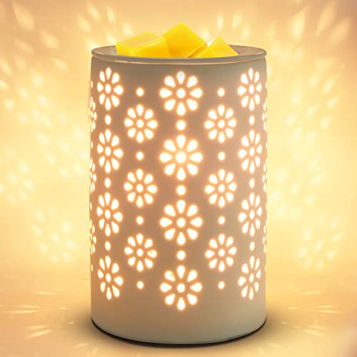 Bobolyn Elektrischer Keramik-Wachsschmelzwärmer, Duftwärmer, ideal als Geschenk für Hochzeit, Spa und Aromatherapie (Blume) Cover