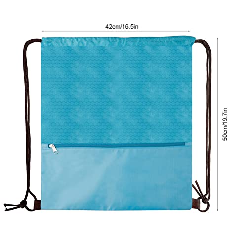 Image of Drawstring Backpack Bag, Waterproof Draw String Back Sack with Zip Pocket, Gym Drawstring Bags Swim Bag for Men Women