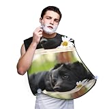 Hnnkloy Labrador negro Manzanilla Perros Retriever negros, Babero de afeitar para hombre, delantal para barba, recogedor de pelo de barba para hombre 107x73cm