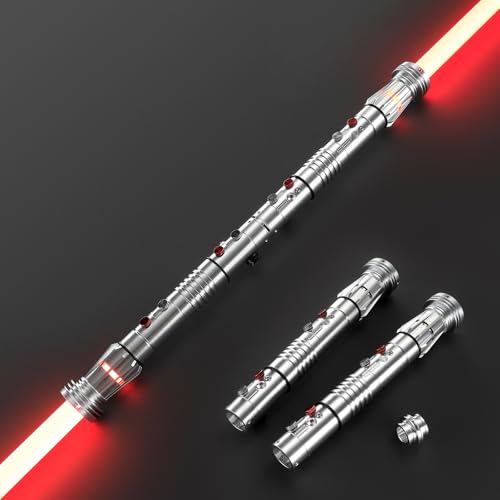 DAMIENSABER Upgrade RGB3.0 Smooth Swing Light Saber Double Blades Motion Control Dueling Light Saber 16 Sound Fonts Light Sabers with Infinite Color and 16 Solid Color Metal Hilt for Adult