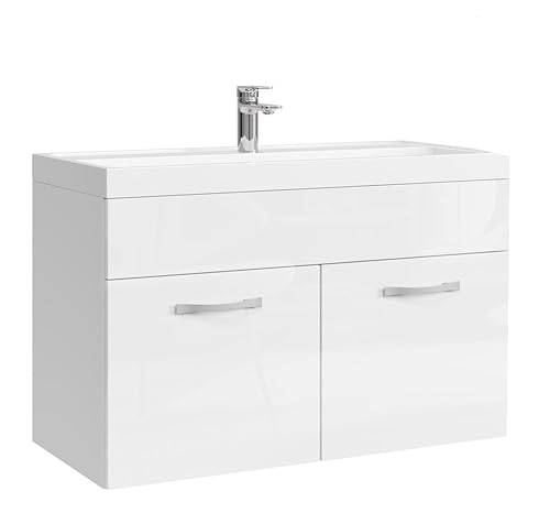 Badezimmer Badmöbel Set Paso 01 80cm Waschbecken Hochglanz Weiß Fronten - Unterschrank Schrank Waschbecken Waschtisch Badezimmer Badmöbel Set Paso 01 80cm Waschbecken Hochglanz Weiß Fronten - Unterschrank Schrank Waschbecken Waschtisch