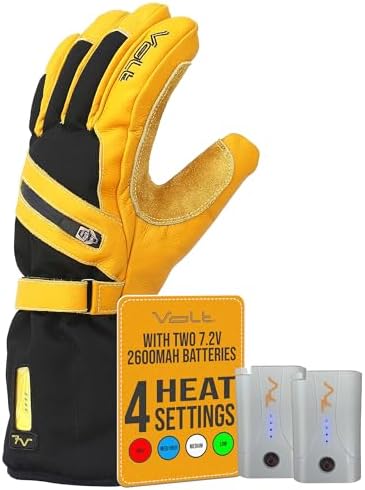 Volt Heated Leather Work Gloves - Rechargeable Battery Heated Working Gloves for Men - Ideal for Work and Hunting - Durable Heating Men